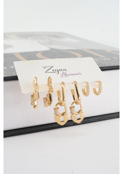 Kadın Vip Seri Zirkon Taşlı Karışık Figürlü 6'lı Küpe Seti fiyatları