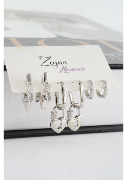 Kadın Vip Seri Zirkon Taşlı Karışık Figürlü 6'lı Küpe Seti fiyatları