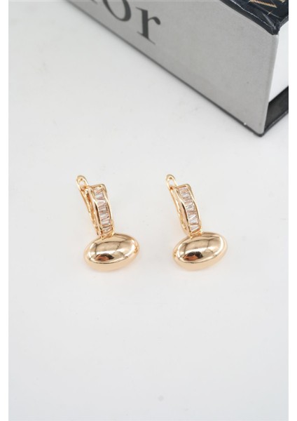 Kadın Vip Seri Baget Zirkon Taşlı Elips Model 2'li Küpe Seti modelleri