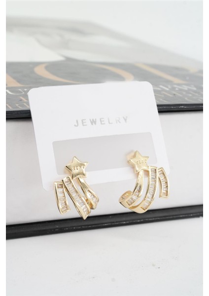 Kadın Vip Seri Baget Zirkon Taşlı Yıldız Model 2'li Küpe Seti fiyatları