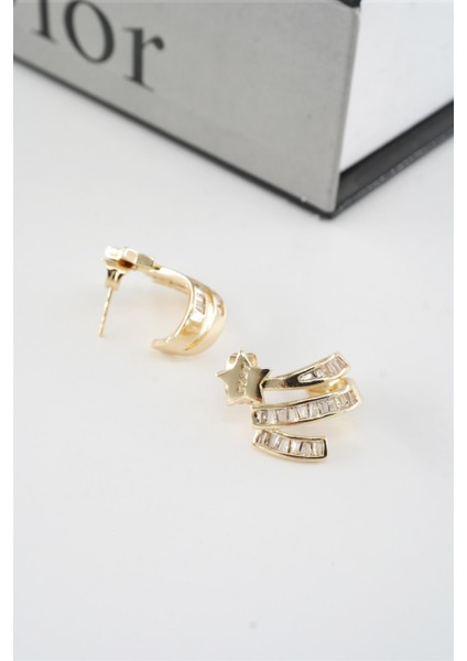 Kadın Vip Seri Baget Zirkon Taşlı Yıldız Model 2'li Küpe Seti fırsatları