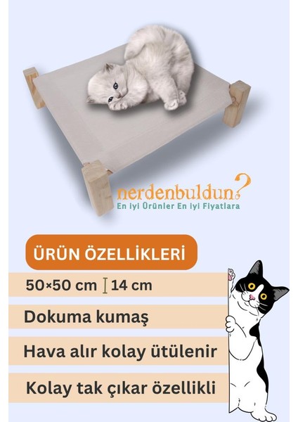 Deer Home Ahşap Yükseltilmiş Kolay Taşınabilir Evcil Hayvan Yatağı Kedi Köpek Hamak Standı