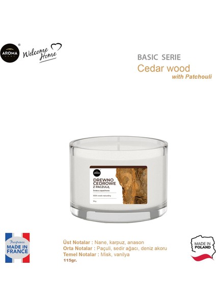 Basic Line Kokulu Mum Cedar Wood With Patchouli 115GR. fiyatları