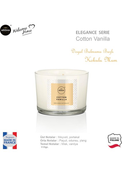 Home Elegance Kokulu Mum Cotton Vanilla 115GR.