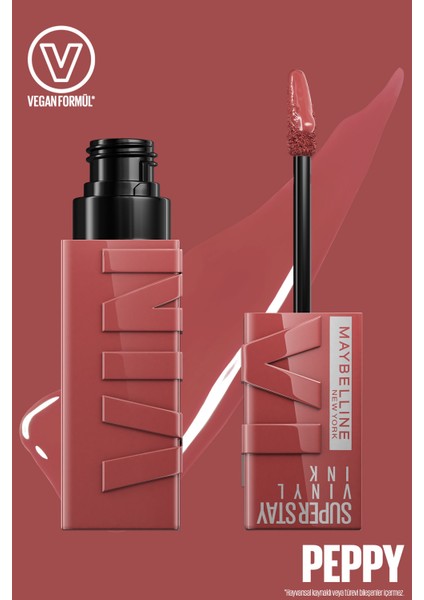 Maybelline New York Super Stay Vinyl Ink Uzun Süre Kalıcı Likit Parlak Ruj 115 Peppy Mini Surreal Maskara Hediyeli