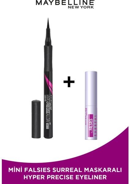 Maybelline New York Hyper Precise All Day Eyeliner - 701 Matte Onyx - Mat Siyah Mini Surreal Maskara Hediyeli