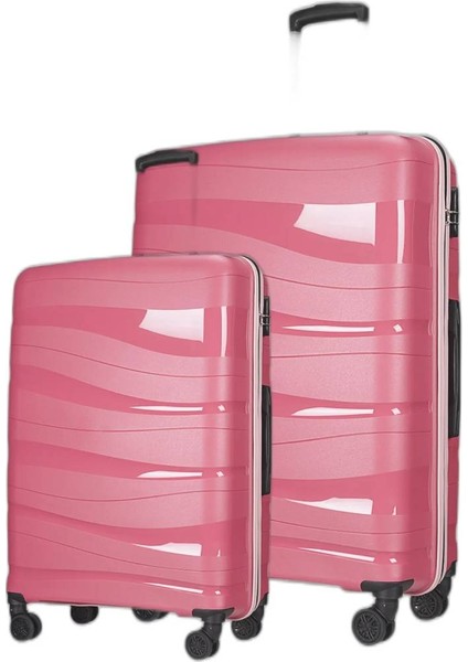 Pembe Wexta WX-PP10 Pembe Orta&kabin 2'li Set Valiz