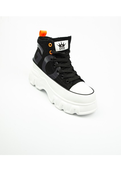 312 - 1 Siyah Kalın Taban Bilekli Kadın Sneaker