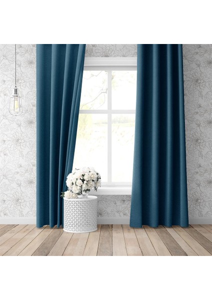 Blackout Fon Perde Işık Geçmez Özel Ölçüye Uygun Salon Otel Oturma Çocuk Odası Bohem Tek Kanat Mavi