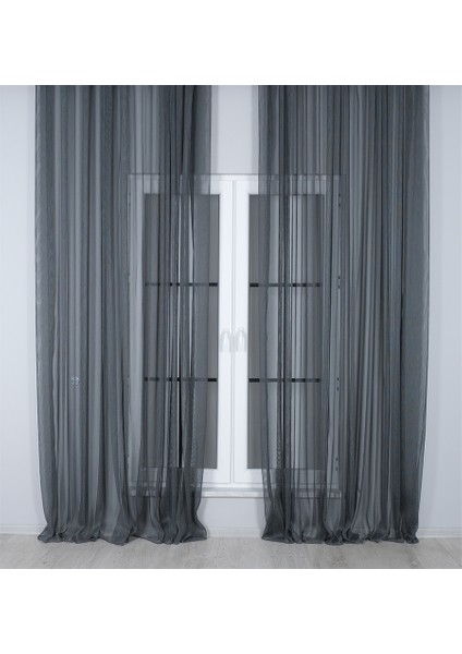 Murcia Dökümlü Tül Perde Pilesiz Antrasit fiyatları