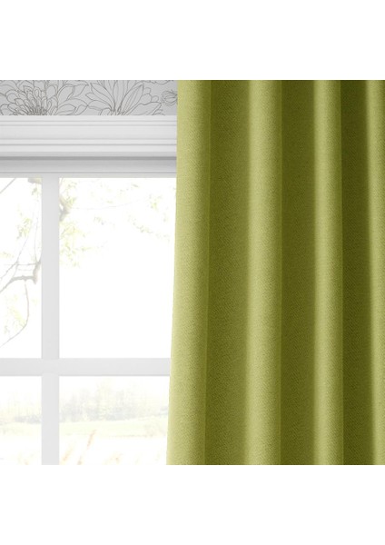 Blackout Fon Perde Işık Geçmez Özel Ölçü Salon Otel Oturma Çocuk Odası Bohem Tek Kanat Fıstık Yeşili modelleri