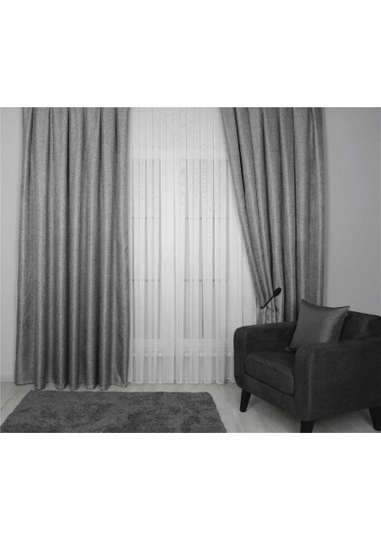 Hasır Dokulu Lüks Fon Perde Pilesiz Tek Kanat Açık Kahve fiyatları