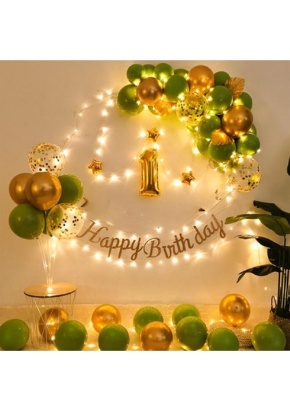 LED Işıklı Gold Küfyeşili Balon Kemer Kiti Doğum Günü Parti Seti Süsü