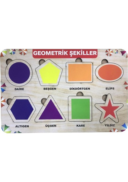 Ahşap Bul Tak Eğitici Yapboz Geometrik Şekiller