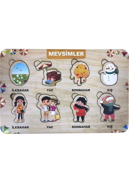 Mevsimler 8 Parça Eğitici Ahşap Puzzle