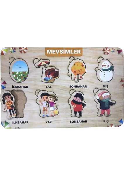 Mevsimler 8 Parça Eğitici Ahşap Puzzle