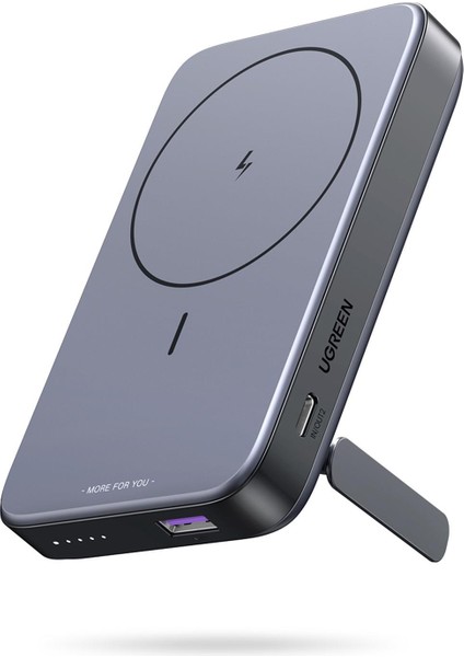10.000 mAh 22,5W Magsafe Wireless Standlı Kablosuz Hızlı Powerbank 1xUSB-A, 1xUSB-C, Uzay Grisi - 15086