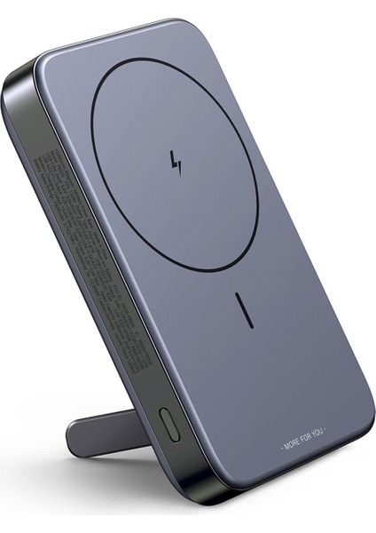 10.000 mAh 22,5W Magsafe Wireless Standlı Kablosuz Hızlı Powerbank 1xUSB-A, 1xUSB-C, Uzay Grisi - 15086