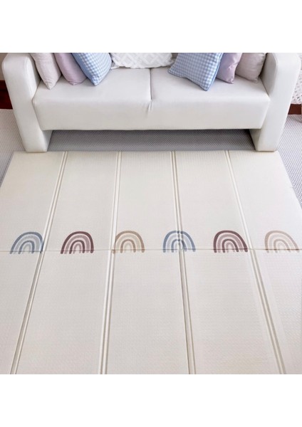 Toffee Rainbow Katlanabilir Çift Taraflı Oyun Matı/Oyun Halısı 200 x 180 x 1 cm fırsatları