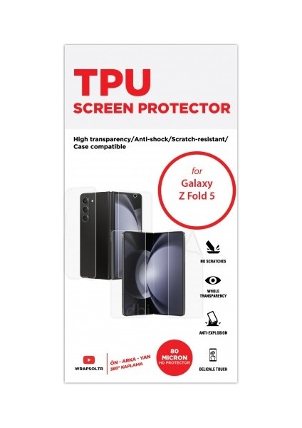 Galaxy Z Fold 5 Full Body Tam Kaplama 360 Derece Tpu Koruyucu Film