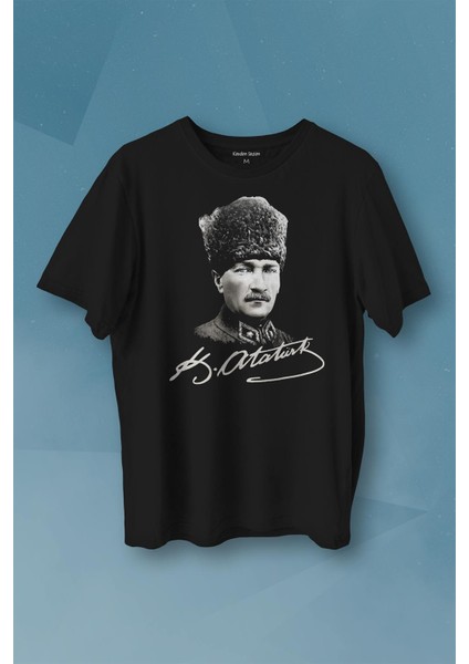Atatürk Gazi Mustafa Kemal Kalpaklı Baskılı Tişört T-Shirt