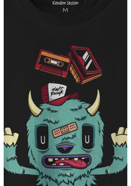 Sevimli Canavar Retro Monster Daft Punk 90LAR Baskılı Tişört T-Shirt fiyatları