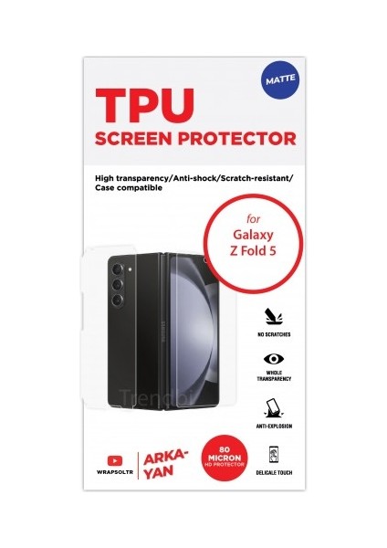 Galaxy Z Fold 5 Mat Arka Yan Koruyucu Tpu Film