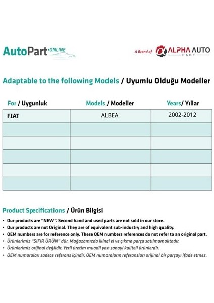 Fiat Albea Için Cam Tamir Seti-Sağ-Sol-Set