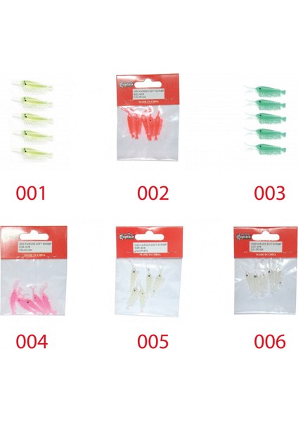 3050 Silikon Karides 4cm Suni Yem 5'li Paket