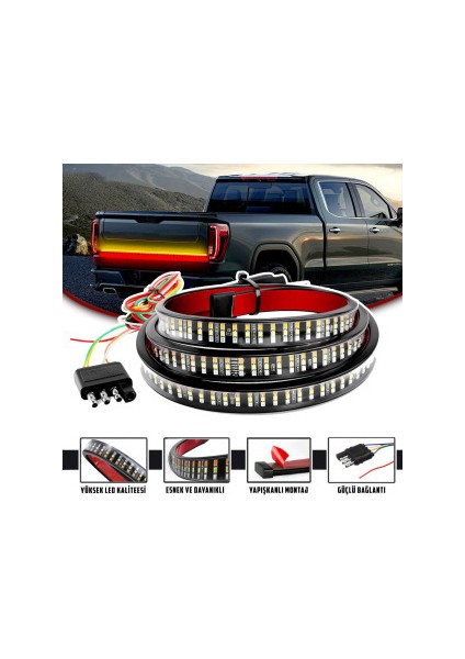 Pick Up Ledi Off Road Bagaj Sinyalli Kayar LED Lamba 150 cm