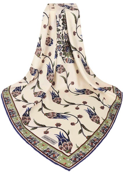 Haki Sıra Lale Desen Ipeksi Eşarp modelleri