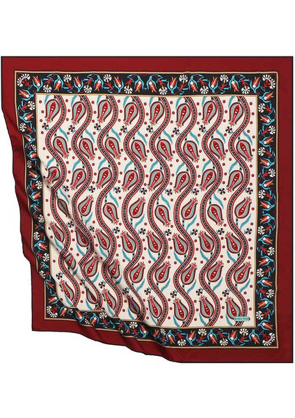 Bordo Sarmaşık Lale Desen Ipeksi Eşarp