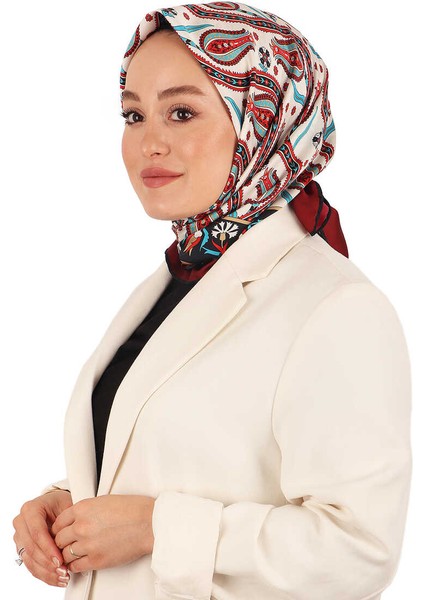 Bordo Sarmaşık Lale Desen Ipeksi Eşarp fiyatları