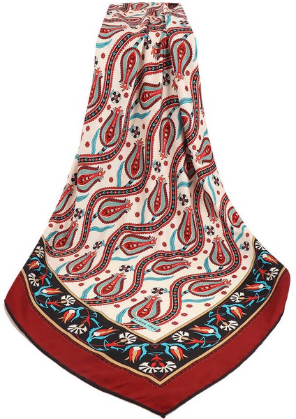 Bordo Sarmaşık Lale Desen Ipeksi Eşarp modelleri