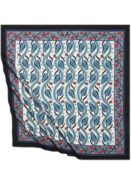 Gri Sarmaşık Lale Desen Ipeksi Eşarp