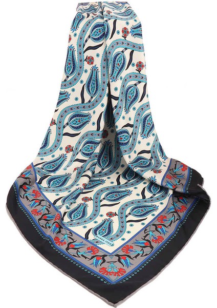 Gri Sarmaşık Lale Desen Ipeksi Eşarp modelleri