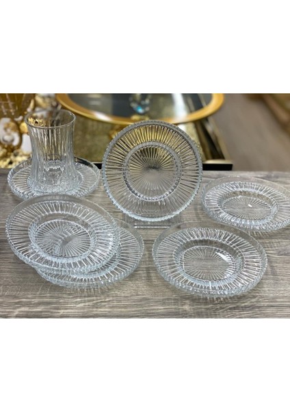 6 Lı Cam Çay Bardağı Altlığı Elysia Bardak ile Uyumlu