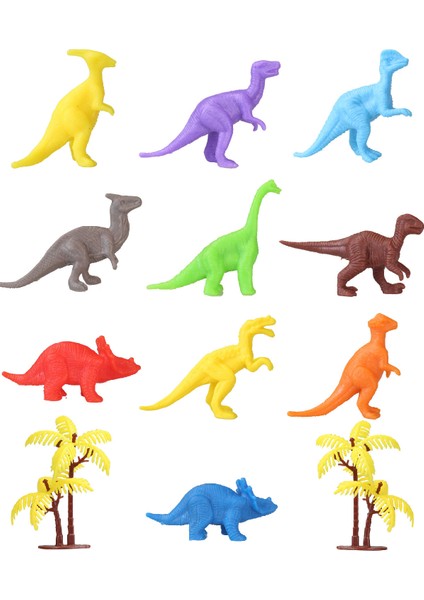 12 Parça Renkli Mini Dinozor Figür Seti 4-6 cm SKU683