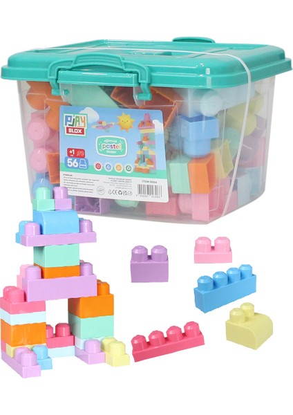 3066 Pastel Renkler Mega Blok Seti 56 Parça Kovalı