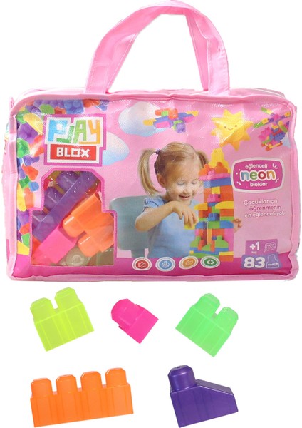 2939 Neon Renkler Mega Blok Seti 83 Parça Pembe Çantalı