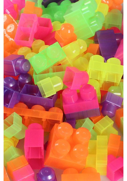 2939 Neon Renkler Mega Blok Seti 83 Parça Pembe Çantalı