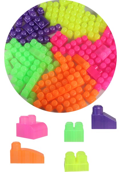 2939 Neon Renkler Mega Blok Seti 83 Parça Pembe Çantalı