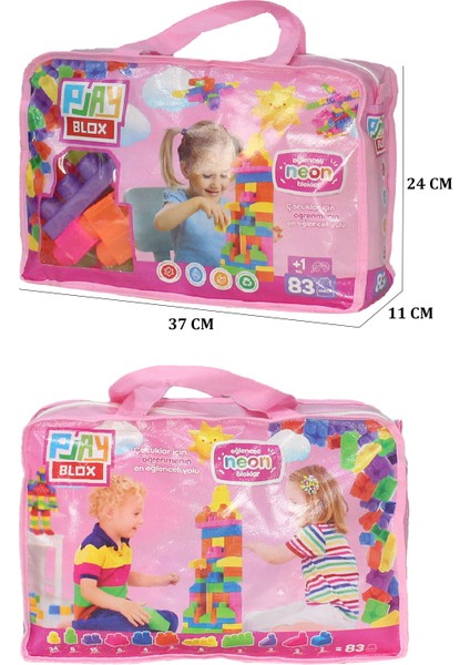 2939 Neon Renkler Mega Blok Seti 83 Parça Pembe Çantalı