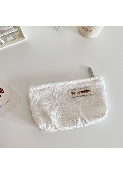 Stil 2 Debriyaj Rölyef Çiçekler Baskı Kanvas Yıkama Torbası Büyük Kapasiteli Kız Seyahat Saklama Makyaj Çantası (Yurt Dışından)