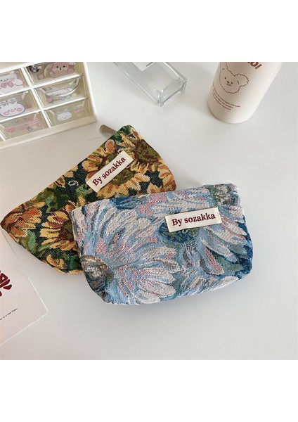 Stil 2 Debriyaj Rölyef Çiçekler Baskı Kanvas Yıkama Torbası Büyük Kapasiteli Kız Seyahat Saklama Makyaj Çantası (Yurt Dışından) fırsatları