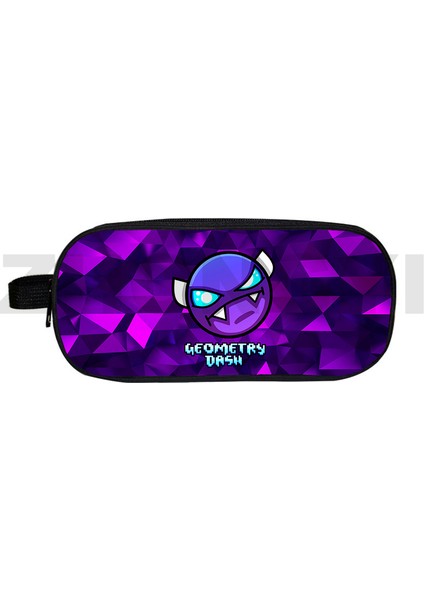 GEOMETRY44 Çift Katmanlı Kızgın Geometri Dash 3D Kalem Kutusu Büyük Tuval Seyahat Çocuk Harajuku Kalem Kılıfı Okul Malzemeleri Makyaj Çantası (Yurt Dışından)