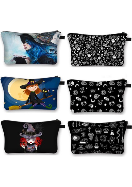 SHZBWITCHCW25 Cadı ve Kara Kedi Baskı Büyücülük Kadın Seyahat Kızları Için Kadın Saklama Neceser Makyaj Çantası (Yurt Dışından) modelleri