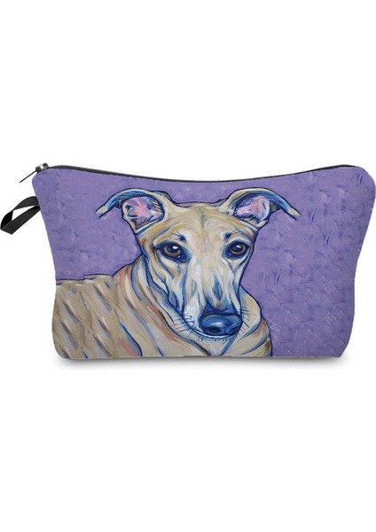 HZ4514 Köpek Tote Köpek Kişiselleştirilmiş Yağlıboya Greyhound Baskı Taşınabilir Kadın Çocuk Kalem Kutusu Kadın Makyaj Çantası (Yurt Dışından)