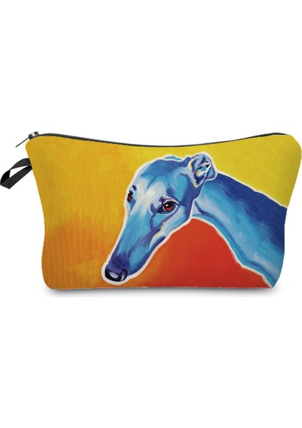HZ4514 Köpek Tote Köpek Kişiselleştirilmiş Yağlıboya Greyhound Baskı Taşınabilir Kadın Çocuk Kalem Kutusu Kadın Makyaj Çantası (Yurt Dışından)