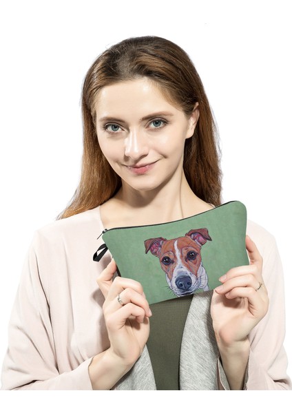 HZ4514 Köpek Tote Köpek Kişiselleştirilmiş Yağlıboya Greyhound Baskı Taşınabilir Kadın Çocuk Kalem Kutusu Kadın Makyaj Çantası (Yurt Dışından)